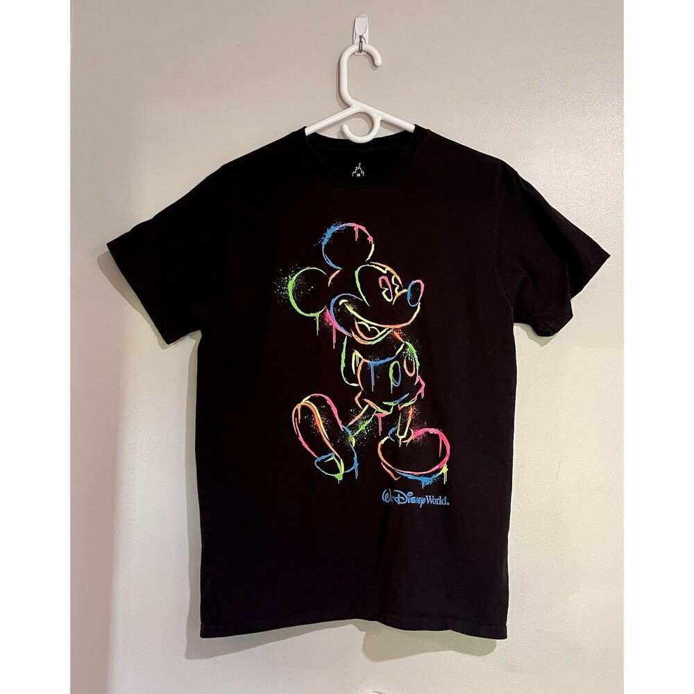 Disney Parks Mickey Mouse Tee Black Color Scratched Mickey Size M